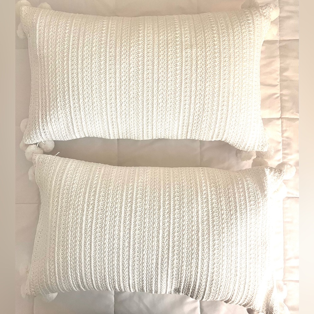 Elegant White Textured Pillows